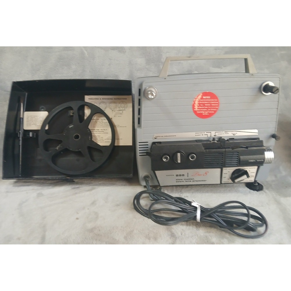 Montgomery Ward 899 Duo 8 Movie Projector Standard‎ Super 8mm POWER TESTED ONLY